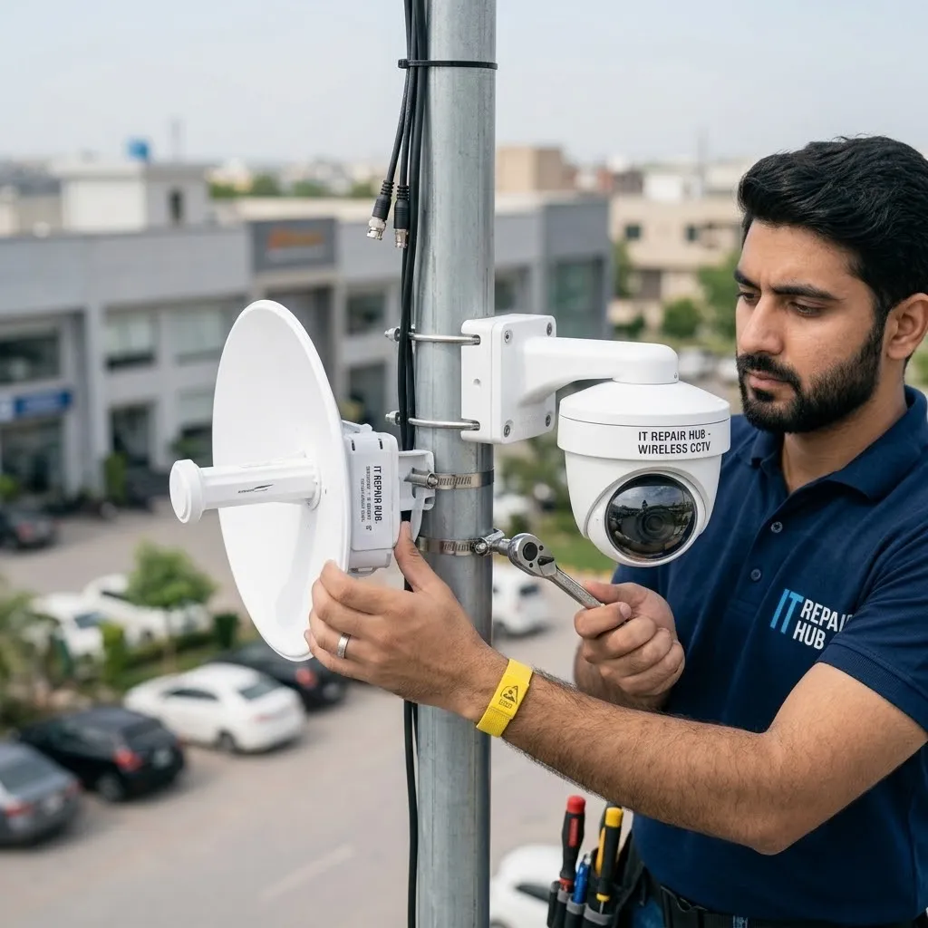 Professional Wireless CCTV Camera Setup & Long-Range Wi-Fi Link Service in Lahore by IT Repair Hub